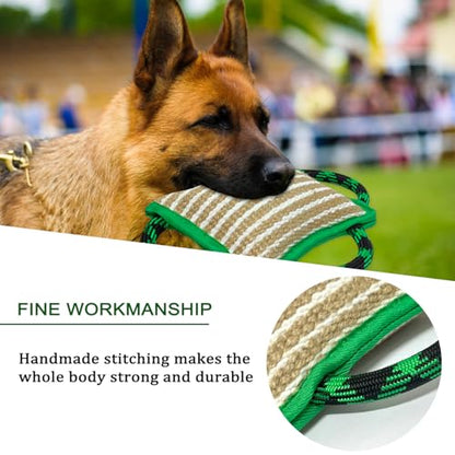 LWBMG Dog Rope Toys, Dog Jute Bite Pillow with 3 Strong Handles, Tug of War Dog Toy, Perfect Pull Toy for Medium Large Dogs Training Interactive Playing