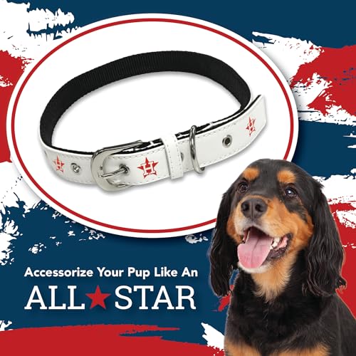 MLB Dog Collar Houston Astros New Signature PRO PVC-Leather Premium Pet Collars Extra Tough & Durable! Super Stylish! Size: Medium Adjustable 16-20" Length x 1" Width - color: Houston Astros, size: Medium