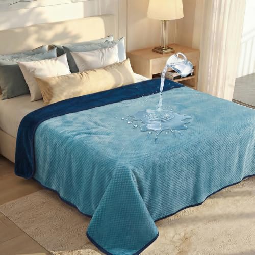 Luciphia Waterproof Blanket for Large Dog Ultra-Soft & Calming Pet Throw Reversible Warm Fleece Durable Furniture Crate Couch Bed Cover Protector Machine Washable Leakproof Blue XL (85''x57'') - color: Blue, size: XL(85''x57'')