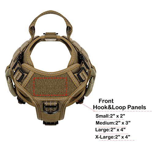 ICEFANG Tactical Dog Harness, Small Size,2X Metal Buckle,Working Dog MOLLE Vest with Handle,No Pulling Front Leash Clip,Hook and Loop Panel (Brown,S (Pack of 1)) - color: Brown, size: Small (Pack of 1)