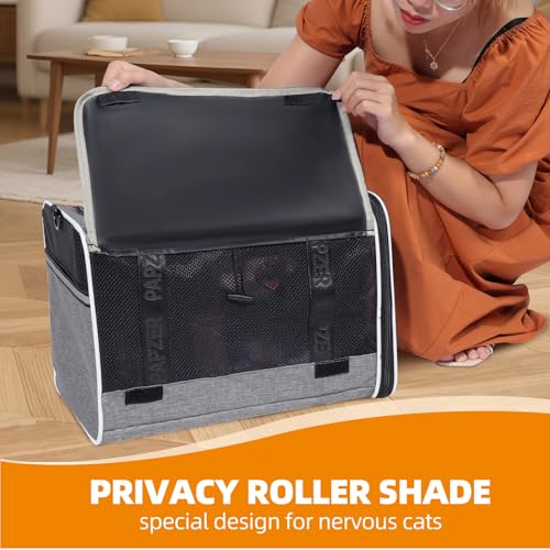 Top Loading Medium Cat Carrier with Privacy Curtain, Soft-Sided Small Pet Travel Crate Vet Visit, Little Puppy Dog Kennel Bag Suitcase Luggage Sleeve, 18x11x11 Inch Grey - color: Grey