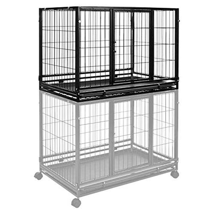 Amazon Basics - Portable Heavy Duty Stackable Dog & Pet Kennel with Tray, Black, 24.0" L x 28.0" W x 37.0" H - size: 24.0"L x 28.0"W x 37.0"H