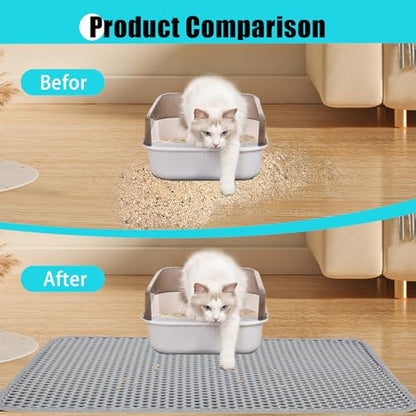 Cat Litter Mat, Kitty Litter Collector, Double Layered Honeycomb Design Waterproof, Anti Urine, Anti Slip, Easy to Clean, Limit Garbage (23"x14.5", Grey) - color: Gray, size: 23" x 14.5"