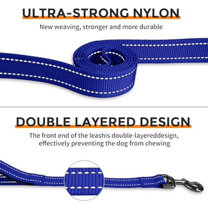 Hands Free Dog Leash by Kazazoo, Adjustable 5.8-8.5FT Waist & Crossbody Leash with Quick Off Buckle, Reflective Stitches for Walking, Jogging,Medium to Large Dogs & Puppies M Size Blue - color: Blue, size: M