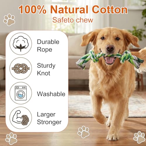 Lemecima Dog Rope Toys for Aggressive Chewers, 9-Pack Heavy Duty Indestructible Cotton Dental Cleaning Chew Toys, Tug of War Interactive Play for Large Medium Breeds