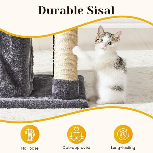 Fansafurn Medium Cat Tree with Scratching Posts, Cat Bed, Hammocks & Condos – Multi-Level Cat Tower for Playful Cats, 36" Modern Jungle Gym, Dark Grey - color: Dark Grey