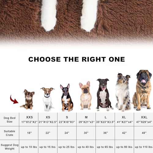 Bedfolks Plush Waterproof Dog Crate Bed, Pad with Removable Cover, Faux Fur, Washable Kennel Bed 29"x21", Solid Brown - color: Solid Brown, size: Medium(29x21'')