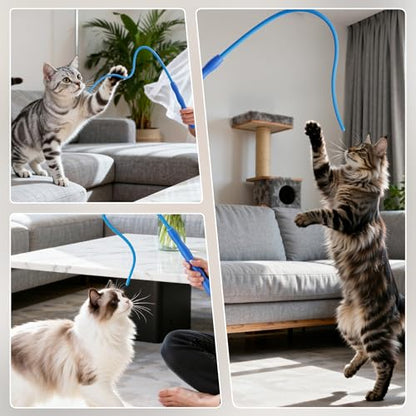 Casfuy Innovative Ultra Light Durable Tail Silicone Teaser Wand Cat Toy
