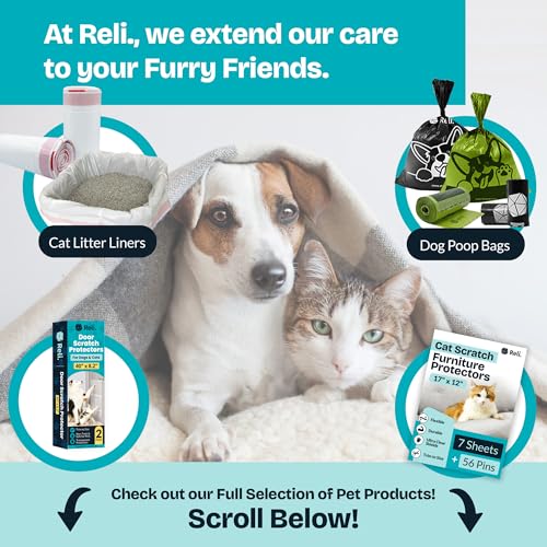Reli. Cat Scratch Furniture Protector (7 Pack w/Pins) XL | Cat Couch Protector from Claws | Clear Plastic Anti Scratch Furniture Shield for Couch Corner, Sofa