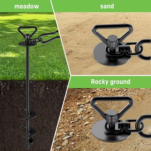 TOMBABY Dog Tie Out Cable and Stake,with 20FT Heavy Duty Cable,360° Swivel Dog Anchor& Anti-Tangle,Dog Runner for Yard,Dog Stake Allows Dogs Up to 210 lbs, Dog Stakes for Outside Beach,Camping, Yard - color: 17''black+20FT