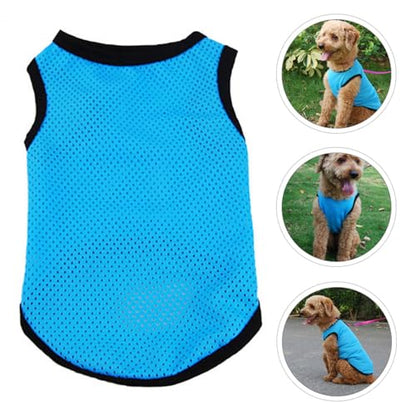 Amosfun Breathable Pet Vest Mesh Cooling Dog Shirt Blue S Lightweight Sleeveless Puppy Clothes for Summer Outdoors