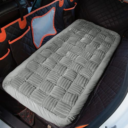 Dog Bed for Car Back Seat Soft Plush Backseat Pet Bed Mat Non-Slip Travel Pet Mat, Fuzzy Plaid Dog Seat Cover, Fit for Backseat Extenders and Trucks SUVs (Light Gray, 54" x 24.8") - color: Light Gray