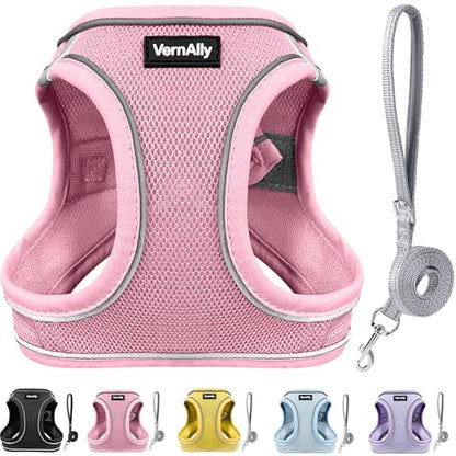 Sparkly Dog Harness Small Sized and Leash Set for Small Dogs Cats,Pink S Puppy Harness, Step in Soft Dog Reflective Vest, Breathable Mesh Pet Harness. (Pink, M) - color: Pink, size: M