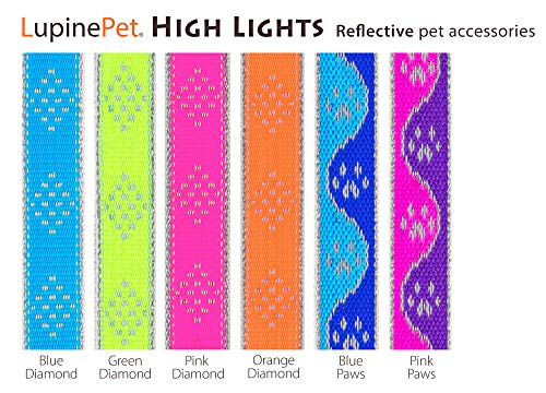 Lupine Reflective Dog Leash 4-Foot by 3/4" Wide Green Diamond - size: 3/4"w; 4-foot