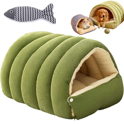 Cat Bed, 2026 New Upgrated Warm Cat Bed for Winter, 360° Nesting Design, Snuggle Season Just Got Fluffier, Calming Plush Anti-Anxiety Cuddler Beds with Removable Cushioned (Green,M) - color: Green, size: M