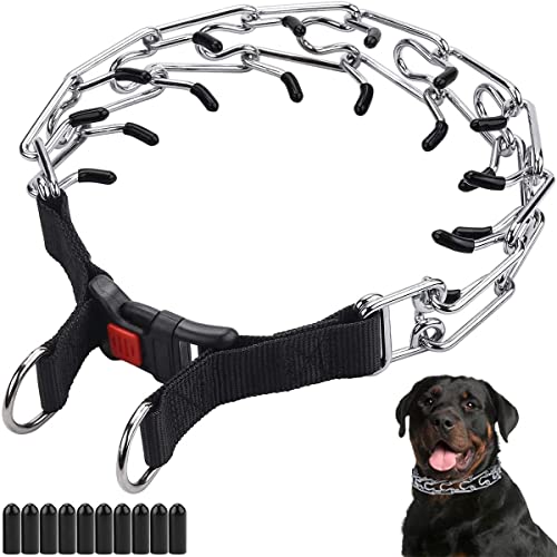 Dog Prong Collar, Adjustable Dog Training Collar with Quick Release Buckle for Small Medium Large Dogs - color: Black, size: XL/4.0mm (Neck: 20"-23" Weight: 90 lbs)