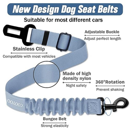 Dog Seat Belt,3 Piece Set Retractable Dog Car Adjustable Seatbelts for Vehicle Nylon Pet Safety Heavy Duty & Elastic & Durable Car Harness for Dogs - color: Set 07-Black+Grey Blue