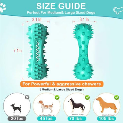Dog Teeth Cleaning Toy for Training, Playing, Chewing - Squeaky Toys for Aggressive Chewers - Toothbrush Stick Bone for Medium Large Dogs (Blue) - size: Blue