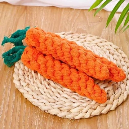 2ME 5 PCS Carrot Dog Rope Toys for Dogs, Durable Chew Toys for Aggressive Chewers, Entertainment & Interaction, Teeth Cleaning and Chewing, All-Cotton - size: 5-Pack