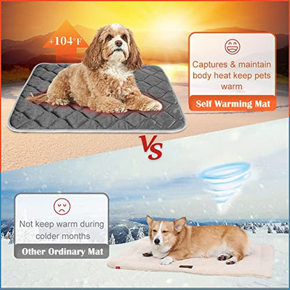 Self Warming Cat Bed Self Heating Cat Mat Thermal Pet Bed Mat Self-Warming Dog Crate Pad - color: Grey, size: 34.6"L x 22.8"W x 0.5"Th