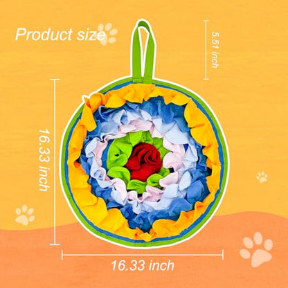 Slip-Free Dog Snuffle Mat, Dog Feeding Mat Slow Feeder with Hanging Ropeand Relieve Stress, Snuffle Mat for Dogs Rabbits Hamsters to Improve Digestion (Dense Flowers)
