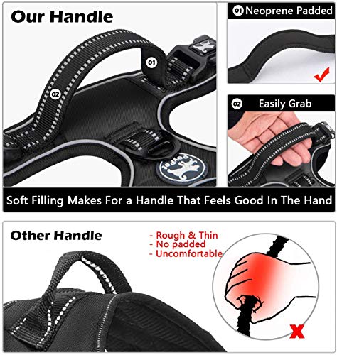 PoyPet No Pull Dog Harness, No Choke Front Lead Dog Reflective Harness, Adjustable Soft Padded Pet Vest with Easy Control Handle for Small to Large Dogs(Black,XS) - color: Black, size: XS