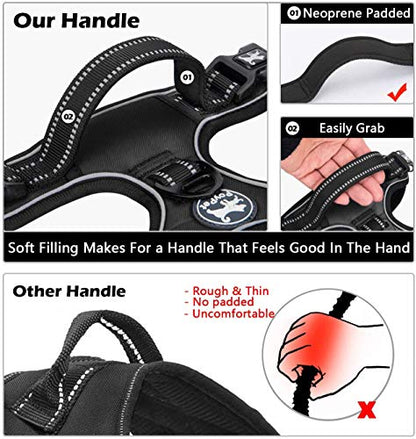 PoyPet No Pull Dog Harness, No Choke Front Lead Dog Reflective Harness, Adjustable Soft Padded Pet Vest with Easy Control Handle for Small to Large Dogs(Black,XS) - color: Black, size: XS