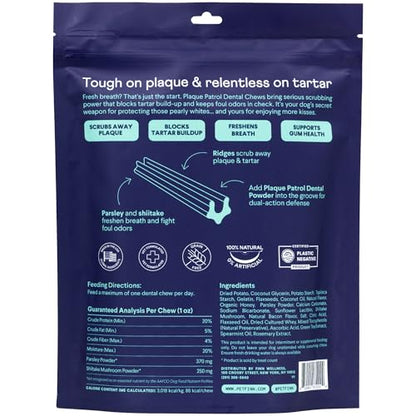 Finn Plaque Patrol Dental Chews | Triple-Action Defense Against Plaque, Tartar, and Bad Breath | for Medium/Large Dogs, 25+ lbs
