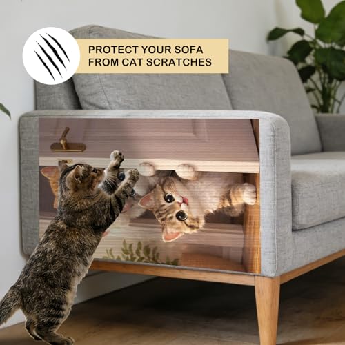 Cat Scratch Pad 15.3x23.6 Inches Polyester Synthetic Fiber, Peeking Kittens Print, wall cat Scratcher, Scratching mat, Home Decor, Hallway, Living Room (2pcs) - color: LU15989-2pcs