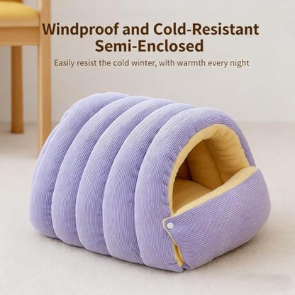 Cat Bed, 2026 New Upgrated Warm Cat Bed for Winter, 360° Nesting Design, Snuggle Season Just Got Fluffier, Calming Plush Anti-Anxiety Cuddler Beds with Removable Cushioned (Beige,M) - color: Beige, size: M