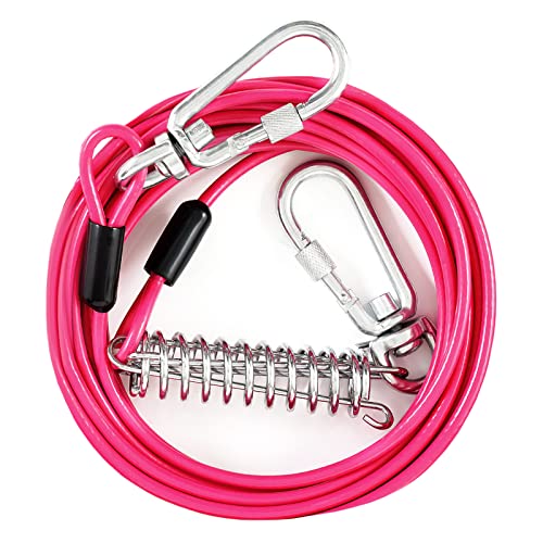 10FT Heavy Duty Tie Out Cable for Large Dogs Up to 250lbs - Chew Proof, Sturdy Runner & Leads for Yard or Camping - color: Pink, size: 250lbs / 10ft
