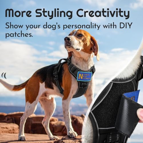 Dog Harness for Large Dogs, Easy Wearing with 3 Quick-Release Buckles, Adjustable No Pull Pet Harness with MOLLE System, No Choke Reflective Vest with Control Handle, Black, L - color: Black, size: Large