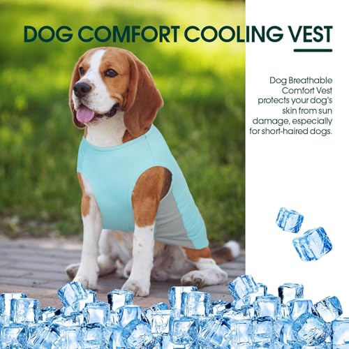 Kuoser Cooling Dog Shirt, Sun Protection Puppy T-Shirts Breathable Pet Summer Vest, Quick Dry Dog Summer Clothes for Large Dogs Boy Girl Blue XXXL - color: Blue, size: XXXL