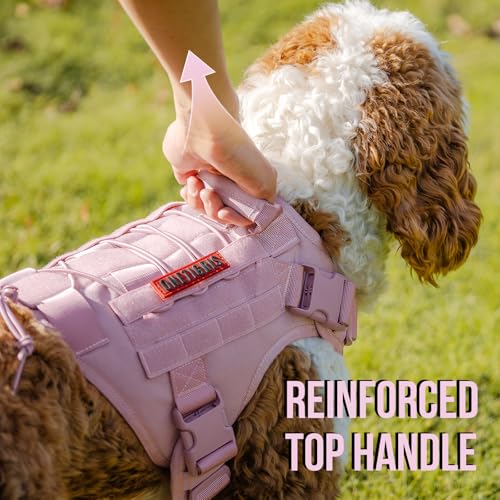 OneTigris Tactical Dog Harness Vest,No-Pull Service Dog Vest with Hook & Loop Panels,Adjustable Dog Vest Harness for Walking Hiking Training(Pink,XS) - color: Pink, size: XS