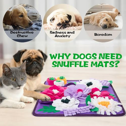 Snuffle Mat for Dogs,Dog Feeding Mat Sniff Mat Interactive Dog Puzzle Mat for Training and Stress Relief Encourages Natural Foraging Skills (Purple) - color: purple