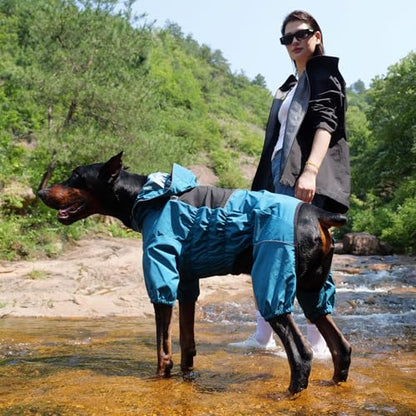 LOVELONGLONG Waterproof Dog Raincoat with Removable Hood – Outdoor Full Body Dog Jacket, Windproof Snowproof Shell Suit – All Season Pet Rain Gear Ocean Teal XXS - color: Ocean Teal, size: XXS (Back 9")