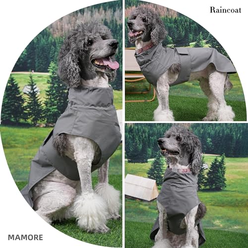 Waterproof Dog Raincoat with Reflective Strip, Adjustable Breathable Rain Coat Jacket with Leash Hole for Dogs (Gray, Medium) - color: Gray, size: Medium