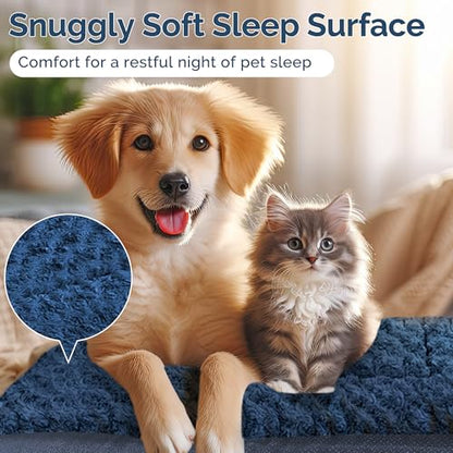Dog Beds Crate Pad, Dog Bed Mat for Smal Dogs Sleeping, Soft, Durable, Washable & Anti-Slip Crate Pads, Reversible Mat Bed Kennel Mat Cat Bed - color: Navy Blue, size: S(24"*18"*1.5")