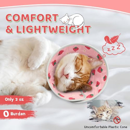 Cat Cone Collar Soft to Stop Licking, Adjustable, Foldable Lightweight Kitten Cones After Surgery Recovery for Cats & Kittens, Cat Cone Alternative, Easy Eating (Pink, M) - color: Pink, size: M