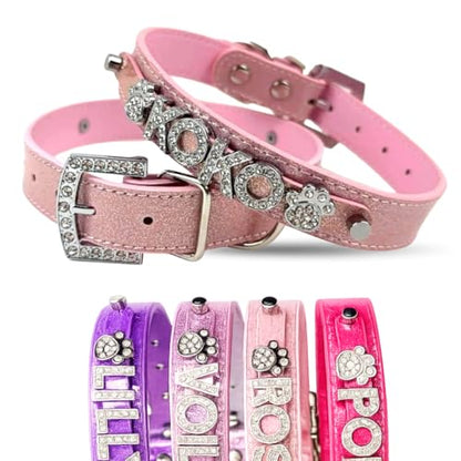 Rhinestone Dog Collar | Light Pink Sparkle | Personalized Dog Collar | Rose Gold Dog Collar | Size XXS- XXL