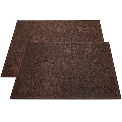 Andalus Small Cat Litter Mat, Pack of 2 - Waterproof, Non-Slip & Easy to Clean Cat Litter Box Mat for Extra Efficient Pet Litter-Trapping, Brown (15.75” X 11.75”) - color: Brown