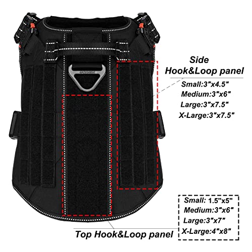 ICEFANG Tactical Dog Harness, Large Size,2X Metal Buckle,Working Dog MOLLE Vest with Handle,No Pulling Front Leash Clip,Hook and Loop Panel (Black,L (Pack of 1)) - color: Black, size: Large (Pack of 1)