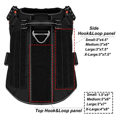 ICEFANG Tactical Dog Harness, Large Size,2X Metal Buckle,Working Dog MOLLE Vest with Handle,No Pulling Front Leash Clip,Hook and Loop Panel (Black,L (Pack of 1)) - color: Black, size: Large (Pack of 1)