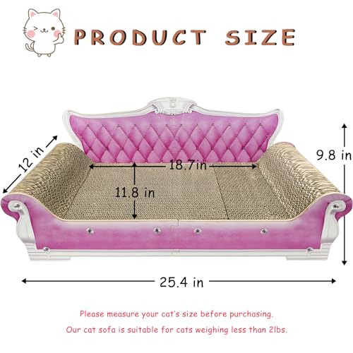 Luxury Cardboard Cat Scratcher Sofa Bed, Couch Shaped Scratching Board with Catnip, Scratcher for Indoor Cats, Large Pink - color: Pink Sofa