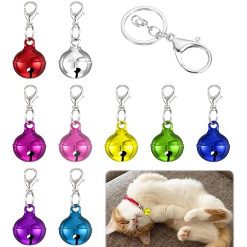 10 Pcs Cat Collar Bell Pet Bells for Cat Dog, Colourful Pet Small Bells with Clasps Pet Collar Accessories for Collars
