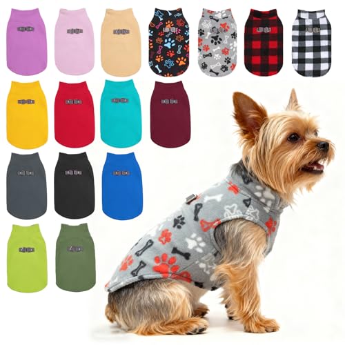 BEAUTYZOO XS Dog Sweaters, Soft Fleece Vest Pullover Dog Jacket with D-Ring Leash Attachment, Warm Winter Dog Clothes Cold Weather Doggy Chihuahua Sweater for Small Dogs Cats Boy or Girl, XSmall - color: GREY PAW, size: X-Small
