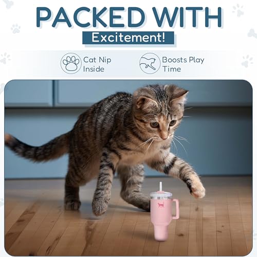 PUPROAR Kitty Cup Catnip Toy - Cute Cat Birthday Toy with Catnip & Crinkle, Funny Girly Kitten Gift (Pink Peach Dust) - color: Pink PeachDust