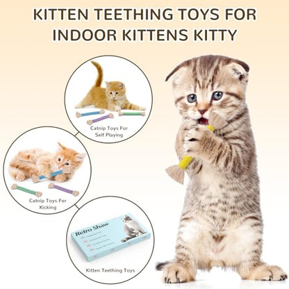 Retro Shaw Cat Toys Chew Ropes with Catnip, 6 Pack, Safe Teeth Cleaning Kitten Toys for Indoor Cats Kitty, Cat Nip Kicker Interactive Pet Toys 6.1 Inches - size: 6.1 in