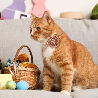 ADOGGYGO Easter Cat Collars with Removable Flower Bell, Adjustable Rabbit Easter Eggs Pattern Cat Floral Collars for Cats Kittens - color: Easter
