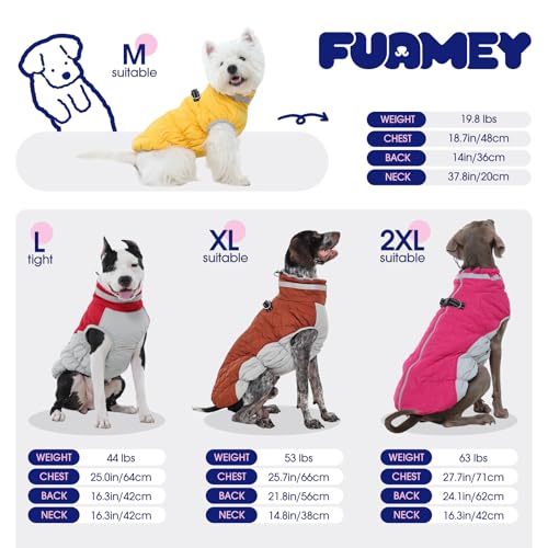 FUAMEY Dog Coat for Small Dogs,Waterproof Dog Winter Jacket with Harness Built in Puppy Cold Weather Coats Reflective Pet Vest with Zipper Warm Fleece Dogs Snowsuit Windproof Purple XS - color: Purple, size: XS(chest:14in)